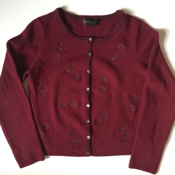 Classiques Entier sweater cardigan wool embroidery vintage holiday - Picture 1 of 7